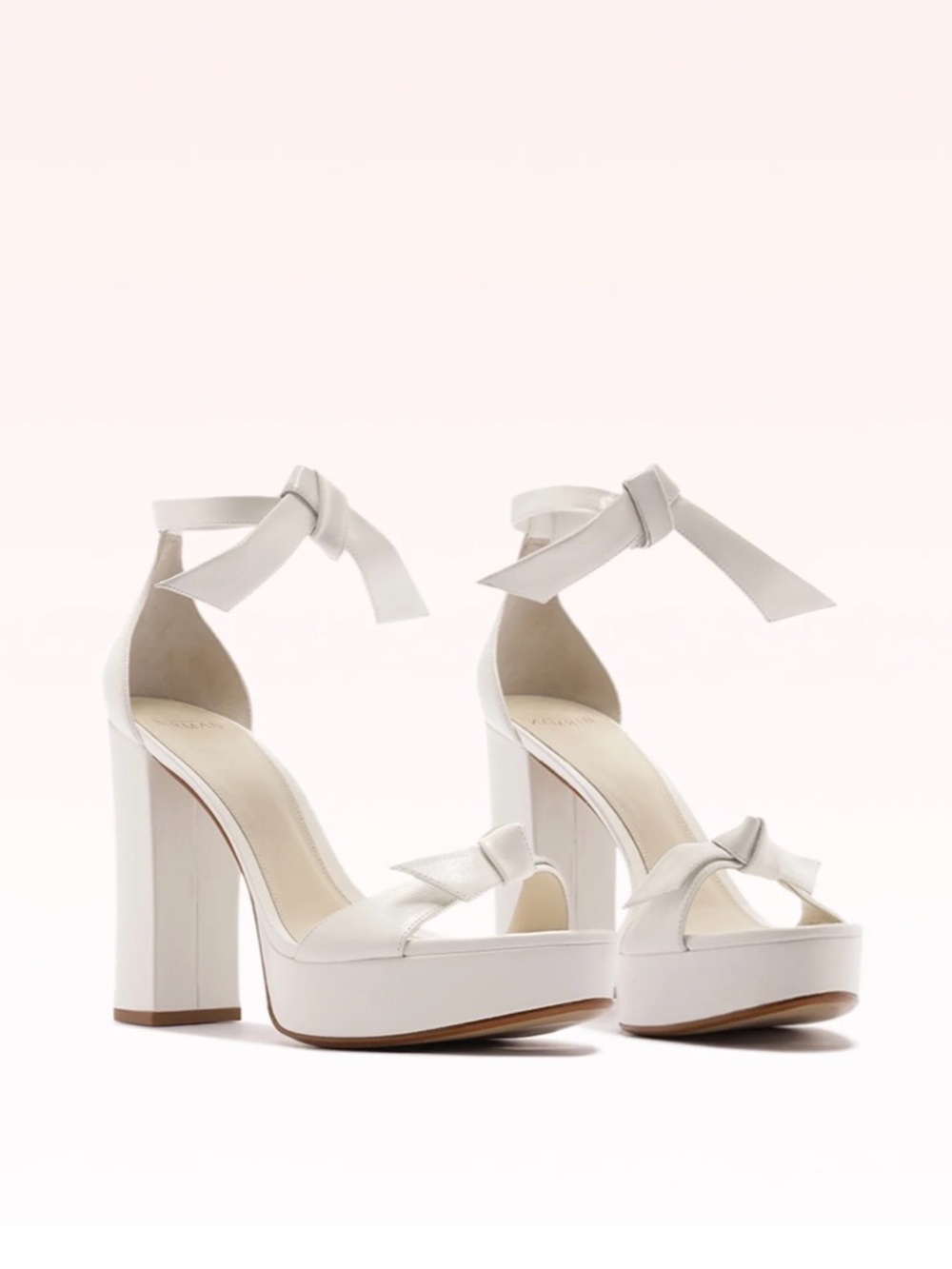 Alexandre Birman White Leather Platform Block Heel Sandals